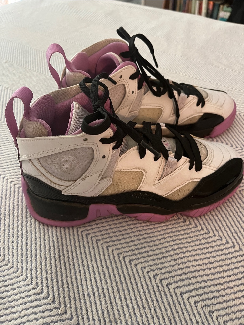 Nike Jordan White, Pink & Black High-Top Sneakers Womens size 7
